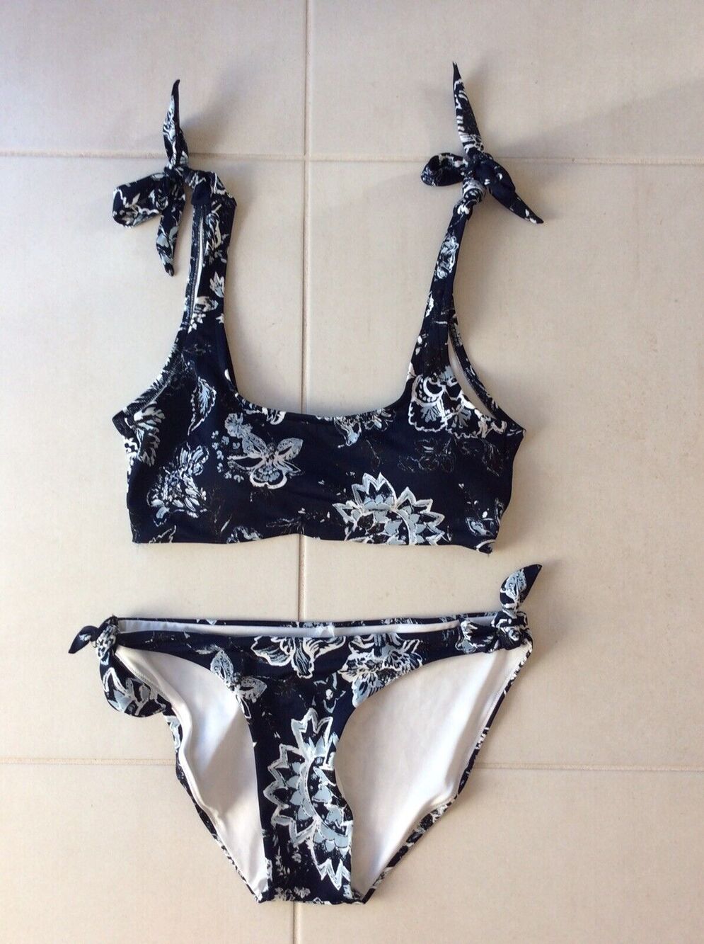 Cotton On Body Swim Side Tie Bikini Multicolor Floral Print Padded